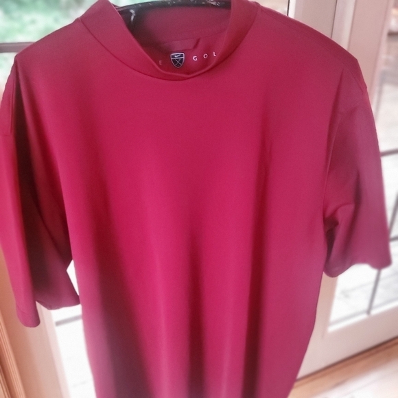 Nike Golf Mock Turtleneck Jersey Burgandy Pullover Short Sleeve Sz. XL Top - Picture 1 of 12
